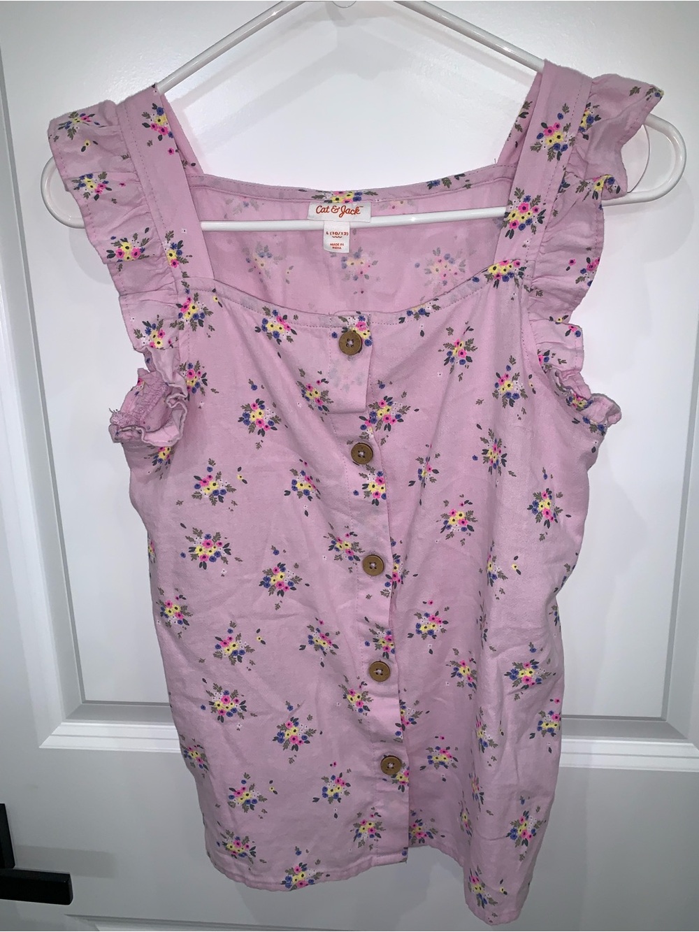 Cat & Jack Pink Floral Button Front Girl Blouse